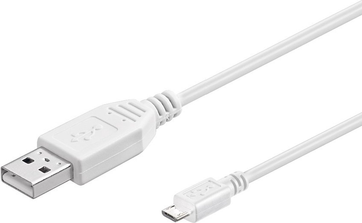 USB Micro B naar USB-A kabel - USB2.0 - tot 1A / wit - 0,15 meter