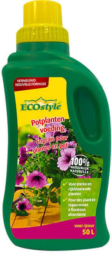 ECOstyle Potplanten Voeding Organische Vloeibare Plantenvoeding - Sterke en Rijkgroeiende Planten - Planten in Potten en Baskets - Langdurige werking - 500 ML