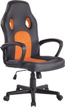Chaise de bureau Clp Elbing - Cuir artificiel - Zwart/ orange