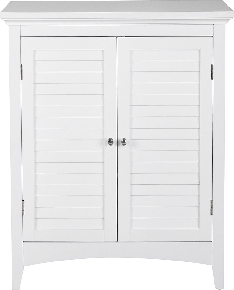 Teamson Home Badkamerkast - Glancy Houten Staand Kastje - 2 Deuren en 2 Verstelbaar Planken - Wit - 81 x 66 x 33 (cm)