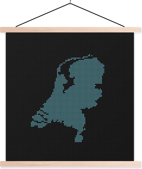 Illustration d'un Nederland bleu sur fond noir affiche scolaire lattes plates vierges 40x40 cm - Tirage photo sur affiche textielposter (décoration murale salon / chambre)