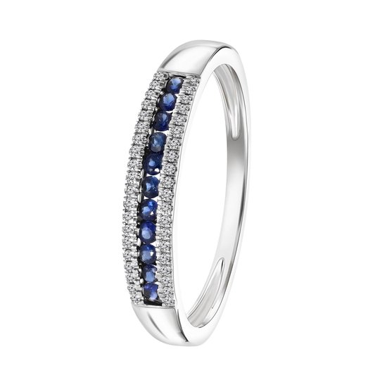 Ring Lucardi pour femme saphir diamant 0- Ring - Cadeau pour femme - Or 18 carats - Or blanc