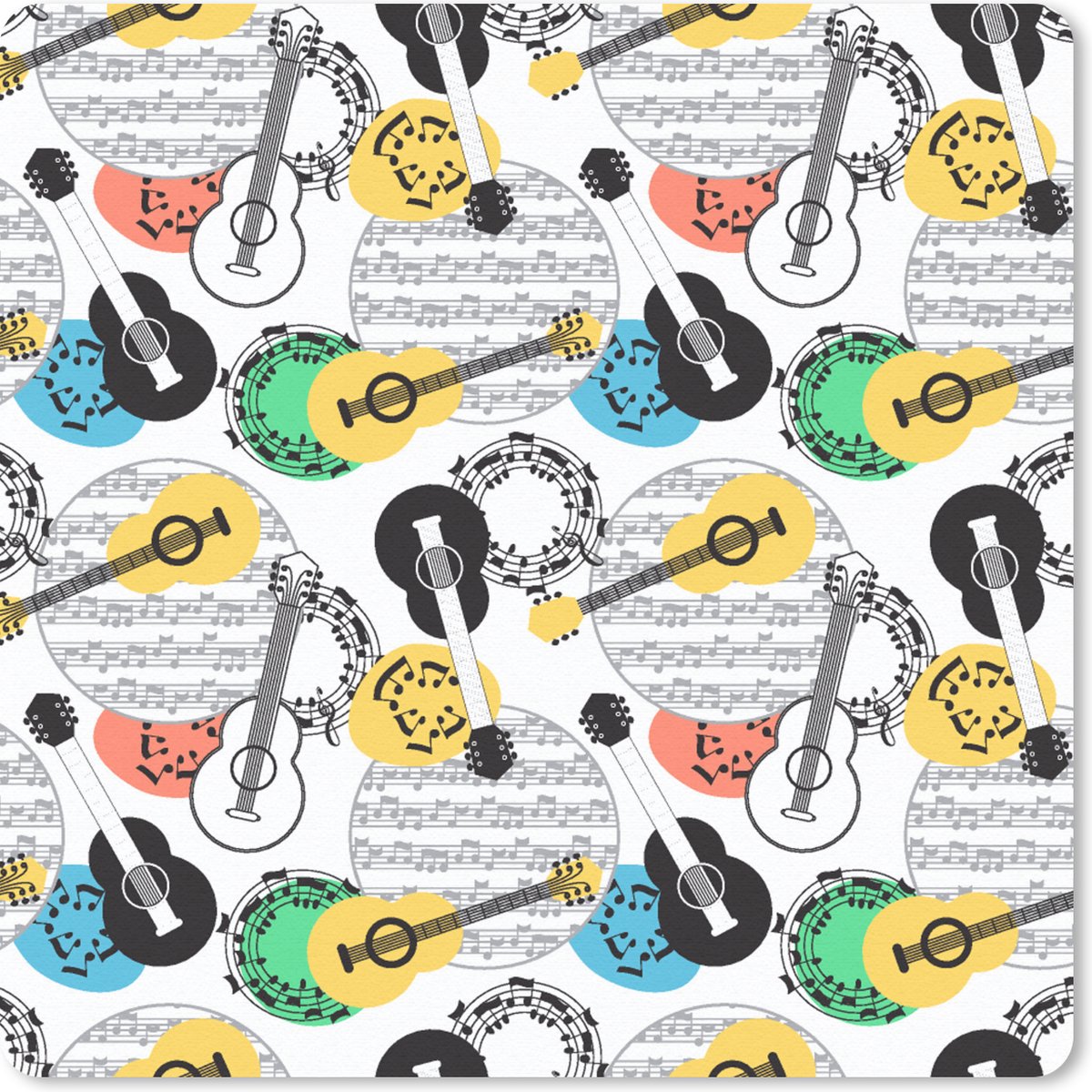 Muismat 30x30 cm - Mousepad Gitaar - Muziek - Patronen - Abstract - Muismatten