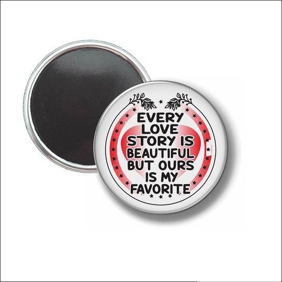 Foto: Button met magneet 58 mm every love story is beautiful niet voor kleding