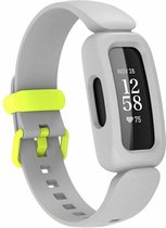 Siliconen Smartwatch bandje - Geschikt voor Fitbit Ace 3 siliconen bandje - voor kids - grijs/geel - Strap-it Horlogeband / Polsband / Armband