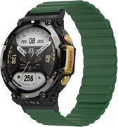 Siliconen Smartwatch bandje - Geschikt voor Amazfit T-Rex 2 magnetisch siliconen bandje - groen - Strap-it Horlogeband / Polsband / Armband