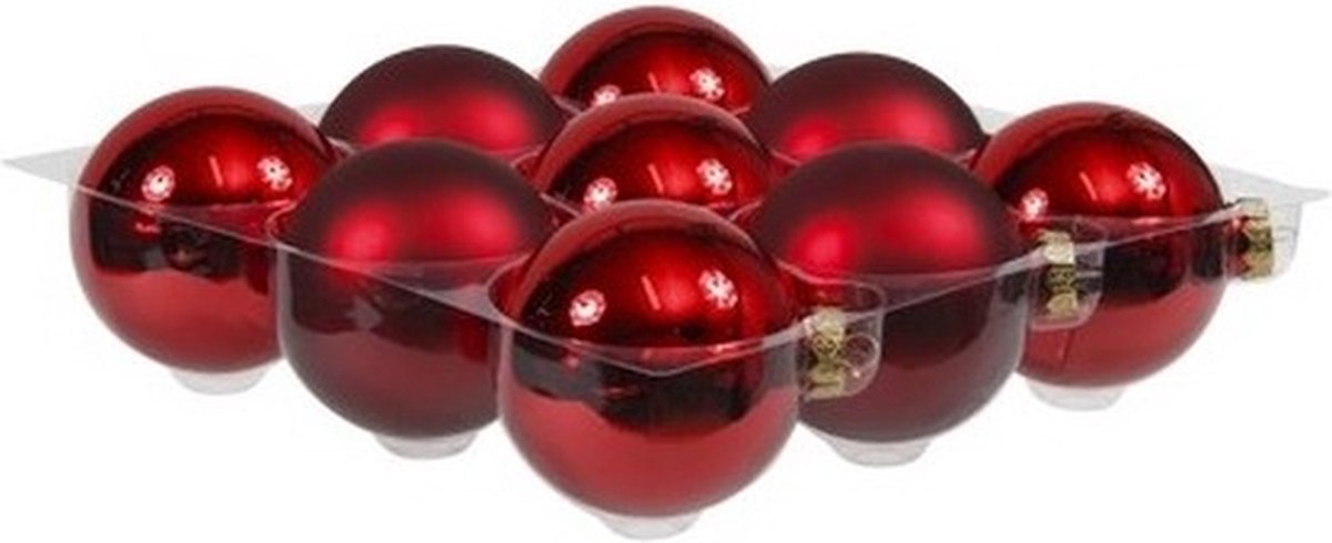 18x Rode glazen kerstballen 10 cm - mat/glans - Kerstboomversiering rood