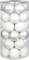 60x boules de Noël en verre blanc 6 cm brillant et mat - Décorations pour Décorations pour sapins de Noël de Noël / Décorations de Noël