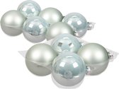 20x stuks glazen kerstballen mintgroen (oyster grey) 8 en 10 cm mat/glans - Kerstversiering/kerstboomversiering