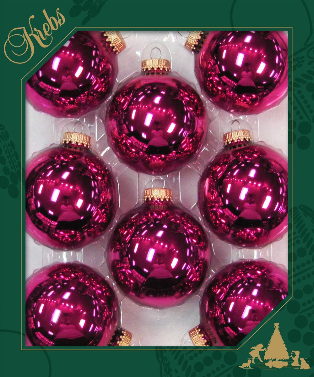Krebs Kerstballen - 16x st - Cabernet roze - 7 cm - glas - glans - kerstversiering - kerstboomversiering