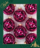 16x boules en verre 7 cm cabernet rose brillant décorations pour arbres de Noël - Décorations de Noël/ Décoration de Noël