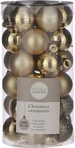 Kleine kunststof kerstballen pakket goud 3 cm - 60x stuks gouden mini kerstballen