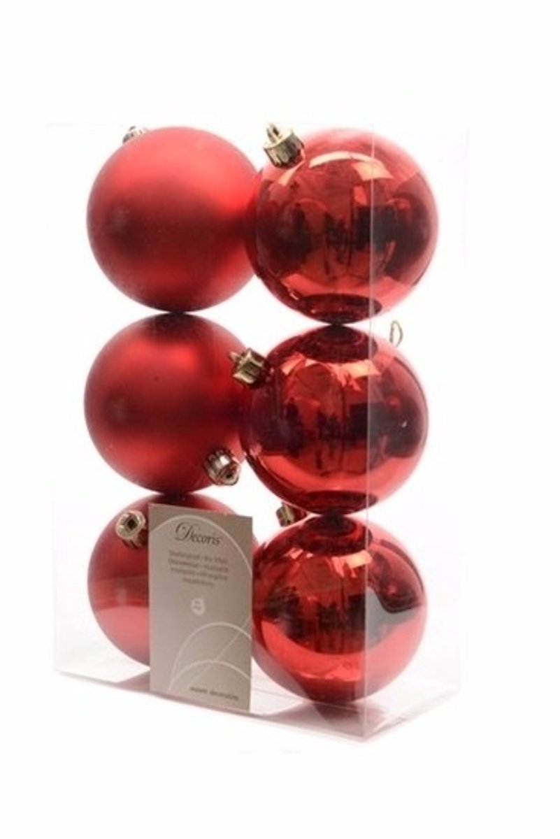 12-delige kerstballen set rood -