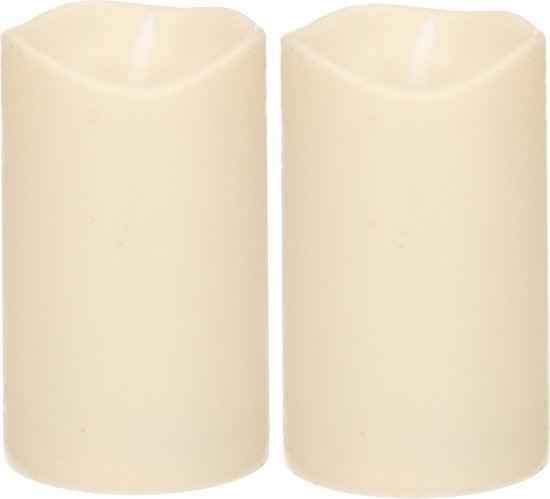 2x Stuks LED Stompkaars ivoor 12,5 cm met timerfunctie - Ledkaarsen - Kaarsen