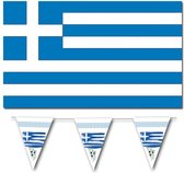 Ensemble de décoration de drapeaux de Landen Grèce 3x articles drapeau 90 x 150 cm et 2x ligne de drapeau de 3,6 mètres