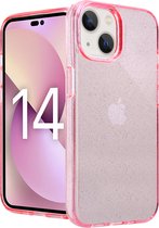 ShieldCase geschikt voor Apple iPhone 14 TPU Glitter case - roze - Hoesje met glitter - Siliconen backcover case - Glitters