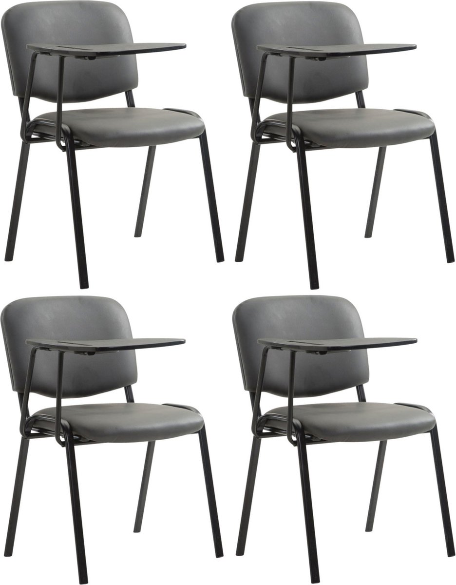 CLP Ken Set van 4 stoelen - met klaptafel - Kunstleer grijs