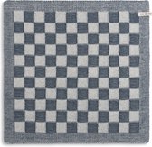 Knit Factory Gebreide Keukendoek - Keukenhanddoek Block - Geblokt motief - Handdoek - Vaatdoek - Keuken doek - Ecru/Granit - Traditionele look - 50x50 cm