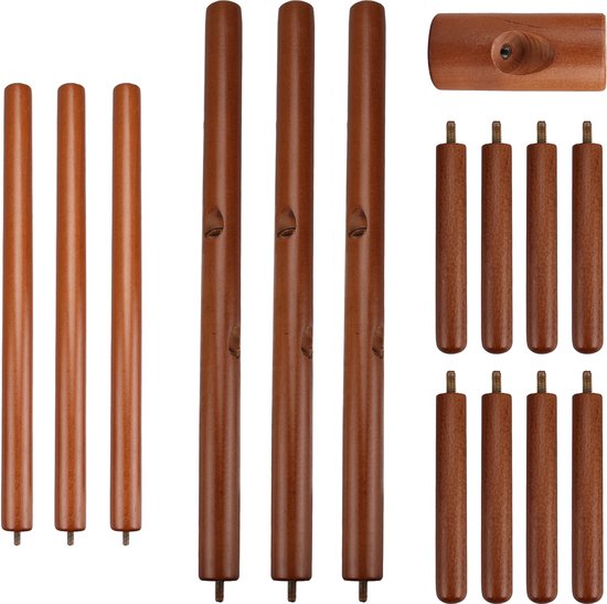 kapstok Staand Boom Kleding Hoeden Stevige Houten Staande Kapstok Boom Vrijstaande Jas Hangende Standaard Met 5 Haken En 2 Ophanging Voor Jassen Hoeden Hanger voor Hal(Wood color