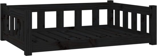vidaXL Hondenmand 95.5x65.5x28 cm massief grenenhout zwart