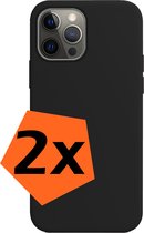 Hoesje Geschikt voor iPhone 14 Pro Max Hoesje Siliconen Cover Case - Hoes Geschikt voor iPhone 14 Pro Max Hoes Back Case - 2-PACK - Zwart