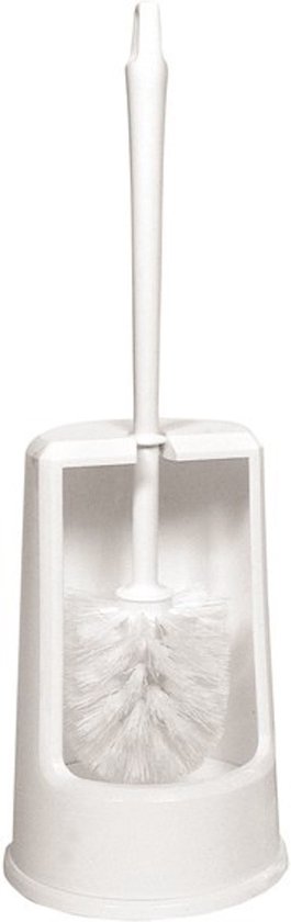 Toiletborstel wit kunststof met RVS handvat 38,5 cm - Wc-borstels | Fun