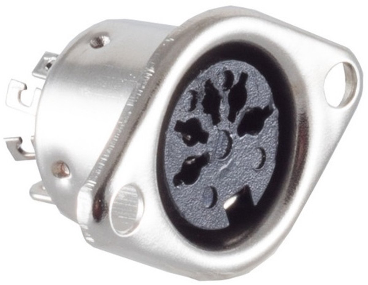 DIN 5-pins 180° (v) inbouw connector / metaal