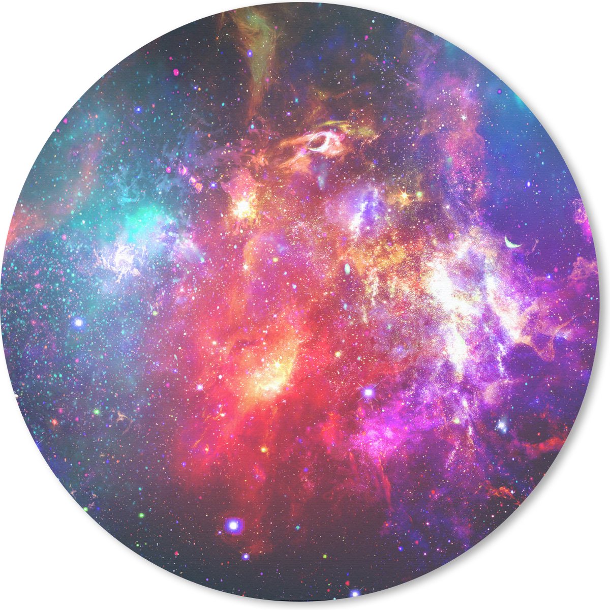 Muismat rond 30x30 cm - Mousepad Heelal - Kleuren - Sterren - Ronde muismatten