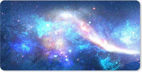 Tapis de souris xxl - Tapis de bureau - Espace - Ciel étoilé - Blauw - Univers - Gaming - Tapis de souris Gaming xxl - 120x60 cm - Tapis de souris