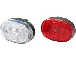 Ikzilight LED fietsverlichtingsset - wit en rood - incl. batterijen en bevestigingen
