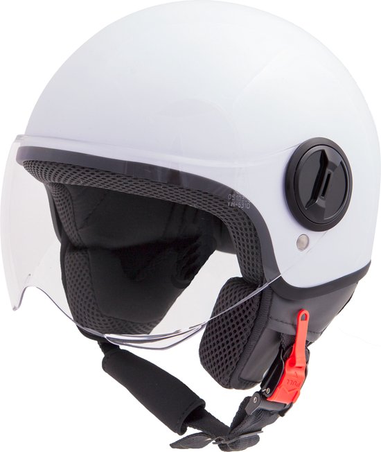 VINZ Sole Helm Scooter / Scooter Helm / Jethelm / Brommer Helm / Motorhelm / Scooterhelm Retro / Snorfiets helm / Snorscooter helm - Geschikt voor helmplicht - Wit