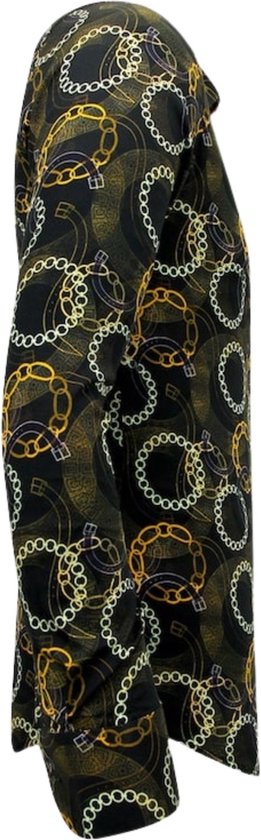 TONY BACKER Chemise de Luxe en satin imprimé pour hommes - 3078NW - Zwart / Marron - Tailles: M