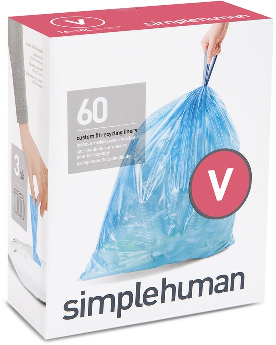 Afvalzak Code V, 16L - 18L - Set van 3 x 20 stuks - Simplehuman