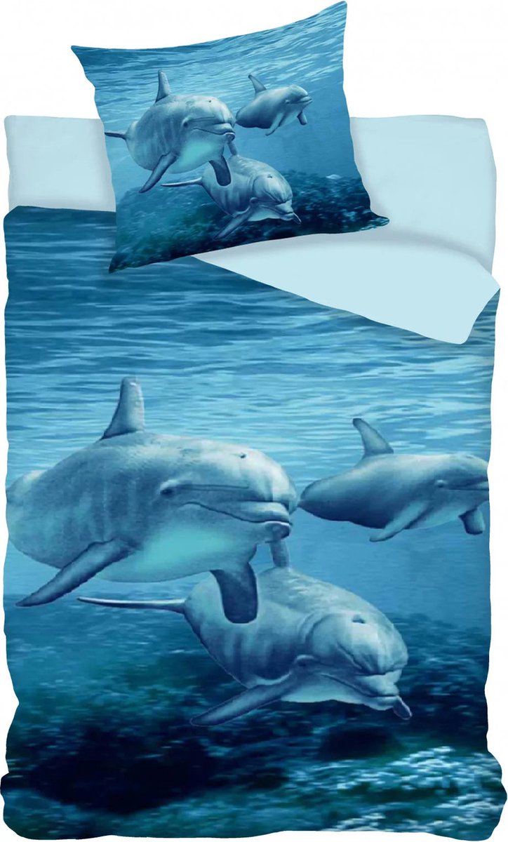 KD® - Dolfijn - Dekbedovertrek - Eenpersoons - 140 x 200 cm - Katoen