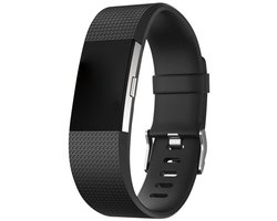 Horloge Band Voor de Fitbit Charge 2 - Siliconen Sport Zwart Watchband - Armband Small - Geschikt voor de Activity Tracker / Polsband / Strap Band / Sportband - Black - Maat Small - Silicone - zwart- Charge 2 - Maat S