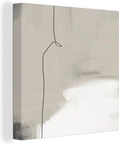 Canvas Schilderij Abstract - Taupe - Lijn - Design - 20x20 cm - Wanddecoratie
