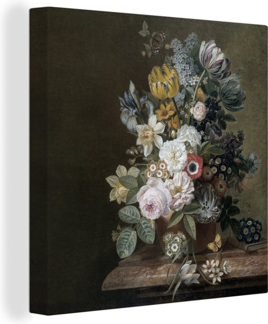 Toile - Tableau Nature morte aux fleurs - Eelke Jelles Eelkema - Maîtres anciens - 50x50 cm - Décoration chambre - Chambre