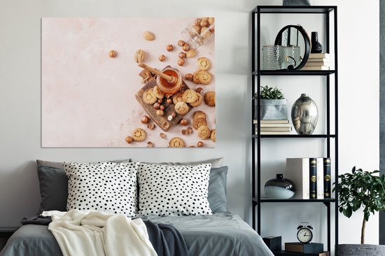 Tableau sur Toile Cookies - Miel - Noix - Cuisine - 120x90 cm - Décoration murale