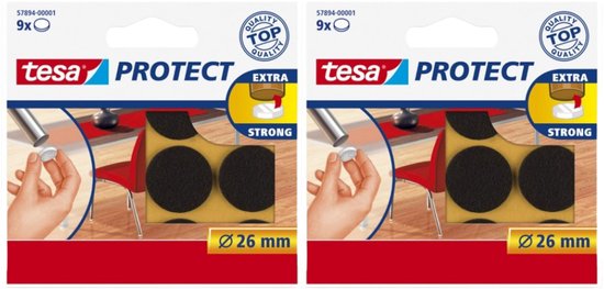 Tesa protect vilt bruin - rond - zelfklevend - beschermend - 26 mm - 2 x 9 stuks