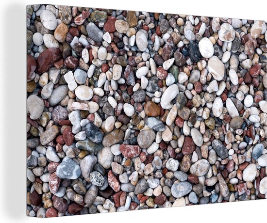 Canvas Schilderij Natuursteen - Grind - Stenen - 90x60 cm - Wanddecoratie