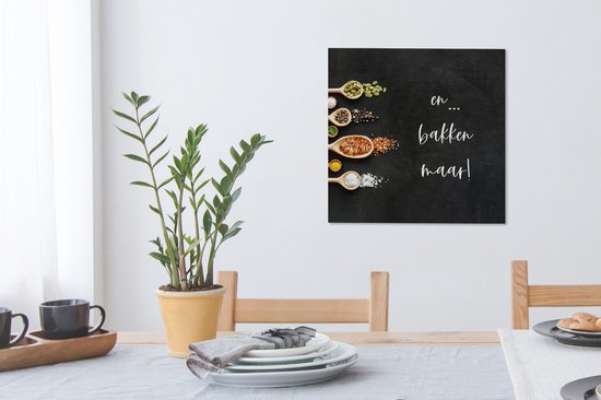 Tableau sur toile Et... c'est parti ! - Cuisine - Proverbes - Citations - Herbes - 50x50 cm - Décoration murale