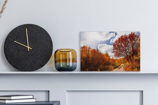 Tableau sur toile Arbre - Chemin - Automne - 30x20 cm - Décoration murale