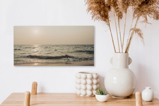 Tableau sur toile Mer - Plage - Soleil - 40x20 cm - Décoration murale