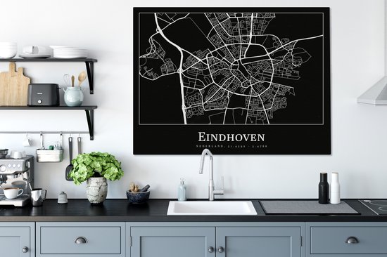 Tableau sur Toile Plan d'Etage - Eindhoven - Carte - Plan de la Ville - 120x90 cm - Décoration murale