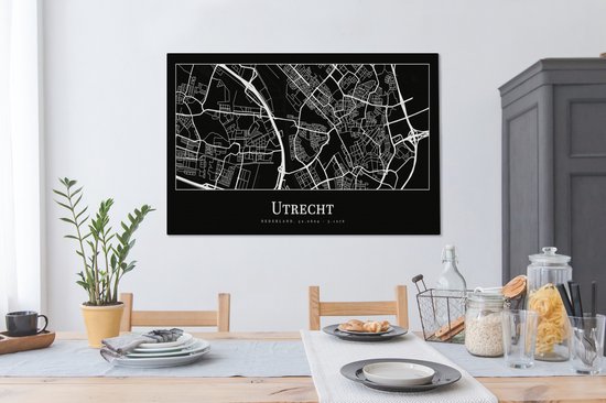 Peinture sur Toile Carte - Plan de la Ville - Utrecht - Carte - 140x90 cm - Décoration murale