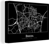 Canvas Schilderij Stadskaart - Plattegrond - Breda - Kaart - 80x60 cm - Wanddecoratie