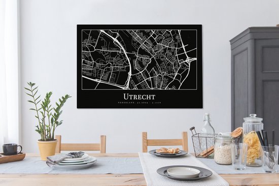 Peinture sur Toile Carte - Plan de la Ville - Utrecht - Carte - 140x90 cm - Décoration murale