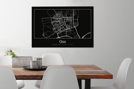 Tableau sur toile Oss - Carte - Plan de ville - Carte - 90x60 cm - Décoration murale