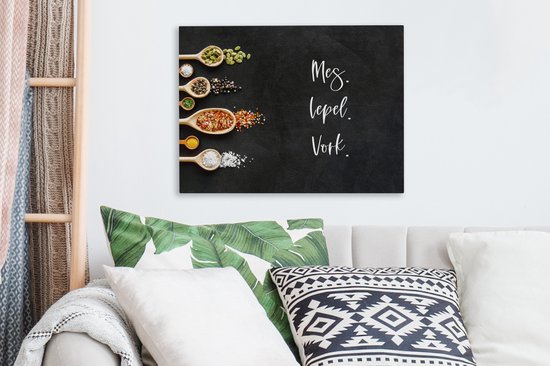 Tableau sur toile Cuisine - Proverbes - Couteau. Cuillère. Fourchette. - Citations - Couverts - 40x30 cm - Décoration murale