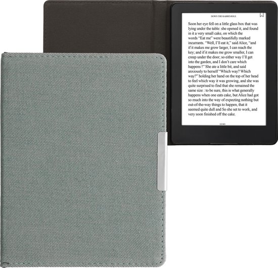 kwmobile e-reader hoesje geschikt voor Kobo Aura H2O Edition 2 hoes - E reader flip case met magneetsluiting - Ereader cover - Denim design in lichtblauw van kwmobile — afbeelding 4